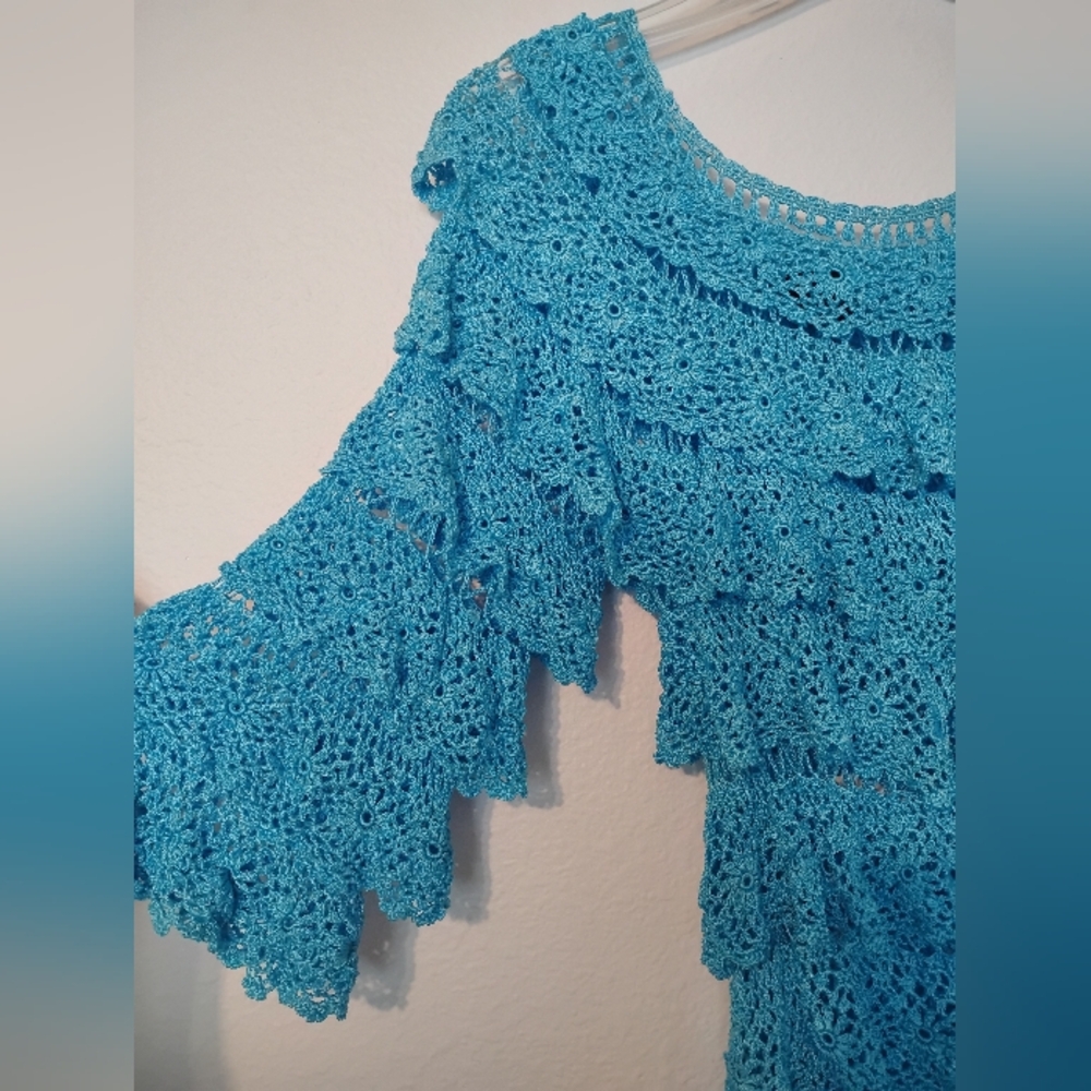 Ethos Crochet Ruffle Rayon Top - Picture 2 of 5